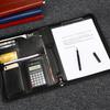 A4 Leather Multifunctional Office Folder with Calculator and Zipper for Business Contracts