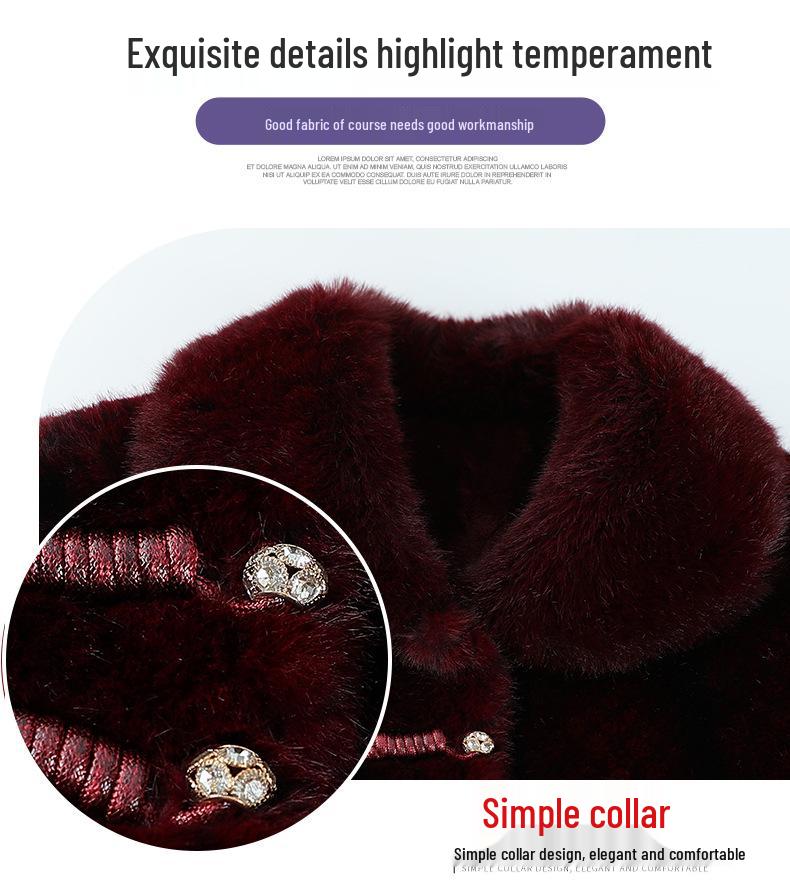 Женское пальто большого размера средней длины из искусственного меха под норку с бархатом и флисом для женщин среднего и пожилого возраста