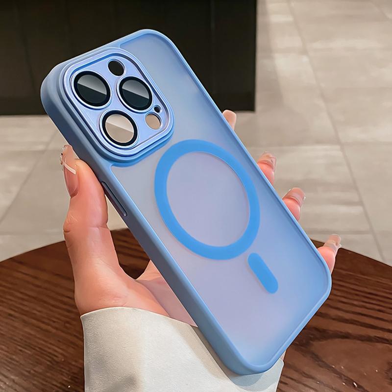 Luxury Matte Magnetic For Magsafe Translucent Case For iPhone 16 15 14 13 11 12 Pro Max Plus Glass Lens Wireless Charge Cover