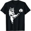 Смешная кошка футбольный мяч спорт рождество игрок футболки мужские хлопок юмор уличная одежда футболка с коротким рукавом унисекс свободная одежда