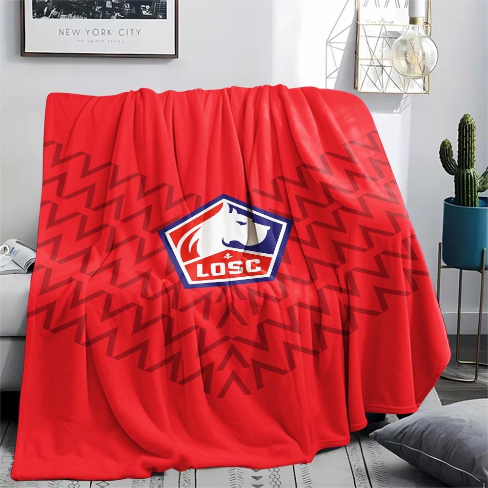 1Pc LOSC Lille Print Flannel Blanket High Quality Warm Comfortable Cover for All Seasons Perfect for Gifts Home Decor