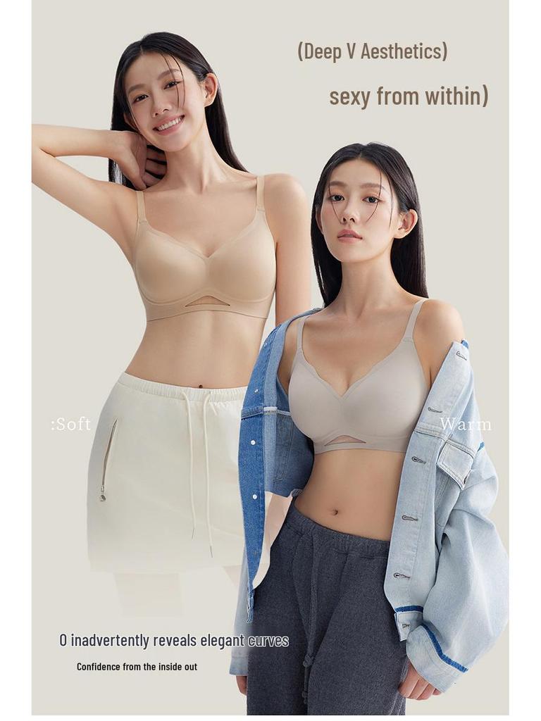 2025 Новый стиль красный беспроводной бюстгальтер: Бесшовное нижнее белье для большой груди, Подчеркивает форму, Поднимает, Контролирует боковые выступы, Эффект против провисания