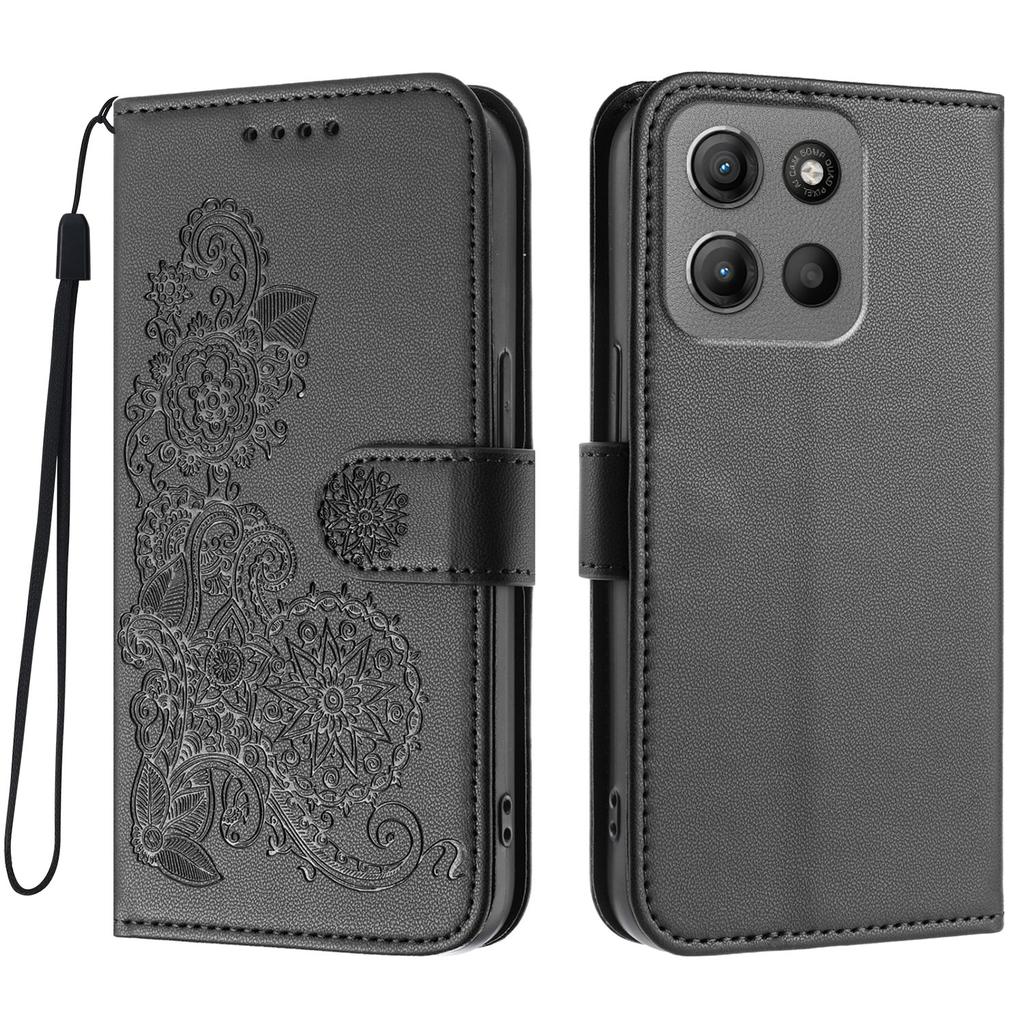 For Motorola Moto G15 Power 4G/Motorola Moto G15 4G Phone Cases Mandala Flower Leather Wallet Mobile Cover with Strap