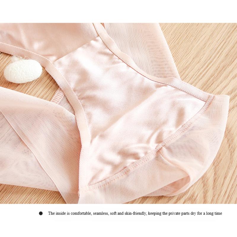 1 Pc Low Waist Sexy Lace Triangle Briefs Silky Smooth and High Elasticity Silk Home Underwear Briefs