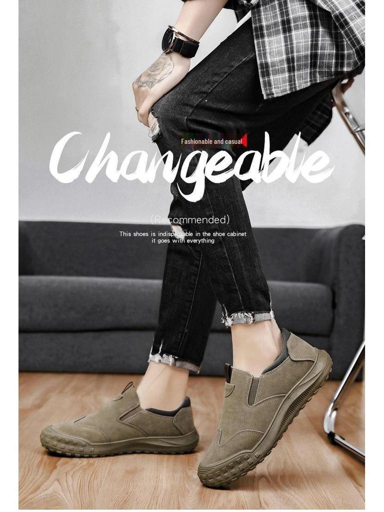 Мужские водонепроницаемые рабочие туфли в стиле ретро без застежек — нескользящие, износостойкие, с низким верхом для осени и зимы