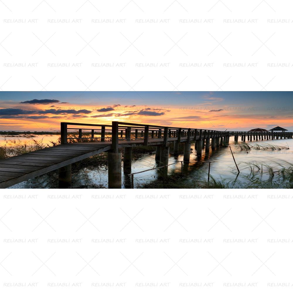 Деревянный мост, постеры и принты, холст, картина, Настенный декор, озеро, небо, пейзаж, настенное искусство для гостиной, современный домашний декор, без рамки