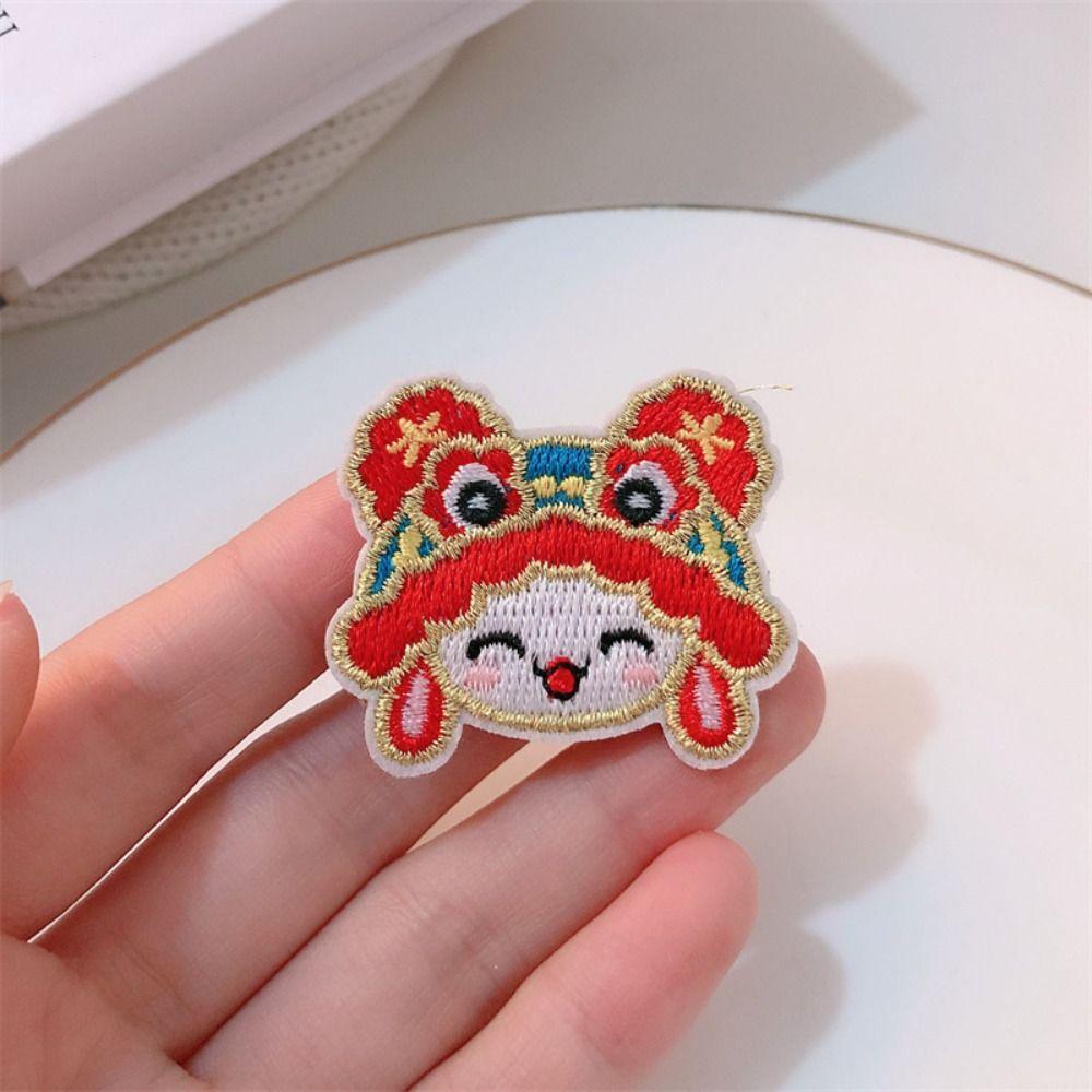 Embroidery Children Red Hairpin Lion Dance Ancient Style Hairpin Sweet Hanfu Hair Sticks Baby