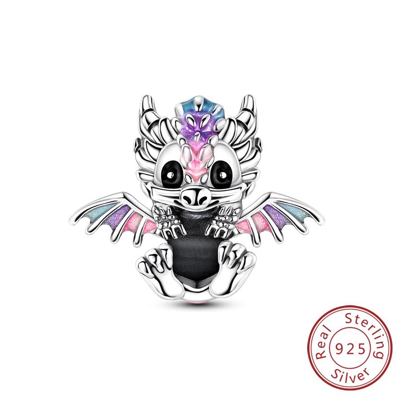 Медные Шармы Бусины Милые Шармы-Хамелеоны в форме Огненного Дракона Подходят для Оригинальных Подвесок Браслет Сделай Сам Женские Ювелирные Изделия Подарок