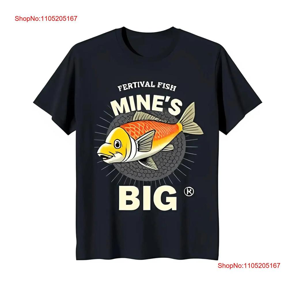 Stylish Black T Shirt With Bold Circular Fish Festival Text Vintage Graphic Casual Stretched Soft Homme Streetwear