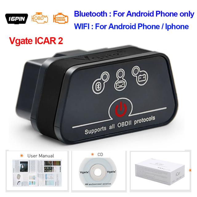 Vgate iCar2 obd2 bluetooth-сканер ELM327 V2.2 obd 2 wifi icar 2 автомобильные инструменты elm 327 для android/PC/IOS считыватель кодов
