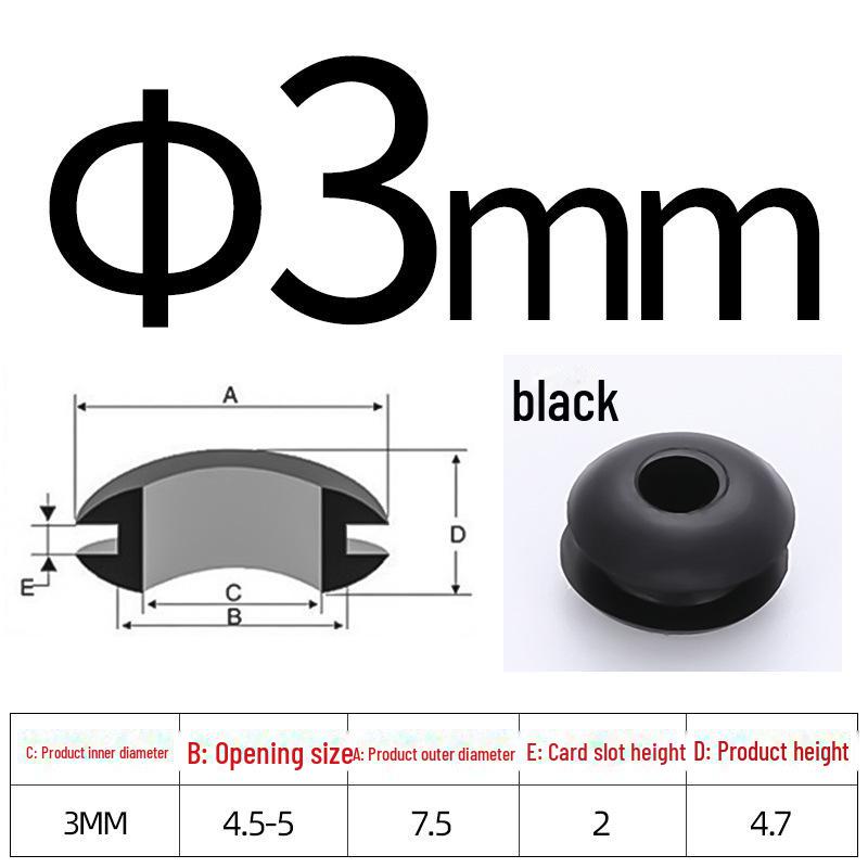 Черное двухстороннее резиновое защитное кольцо для провода