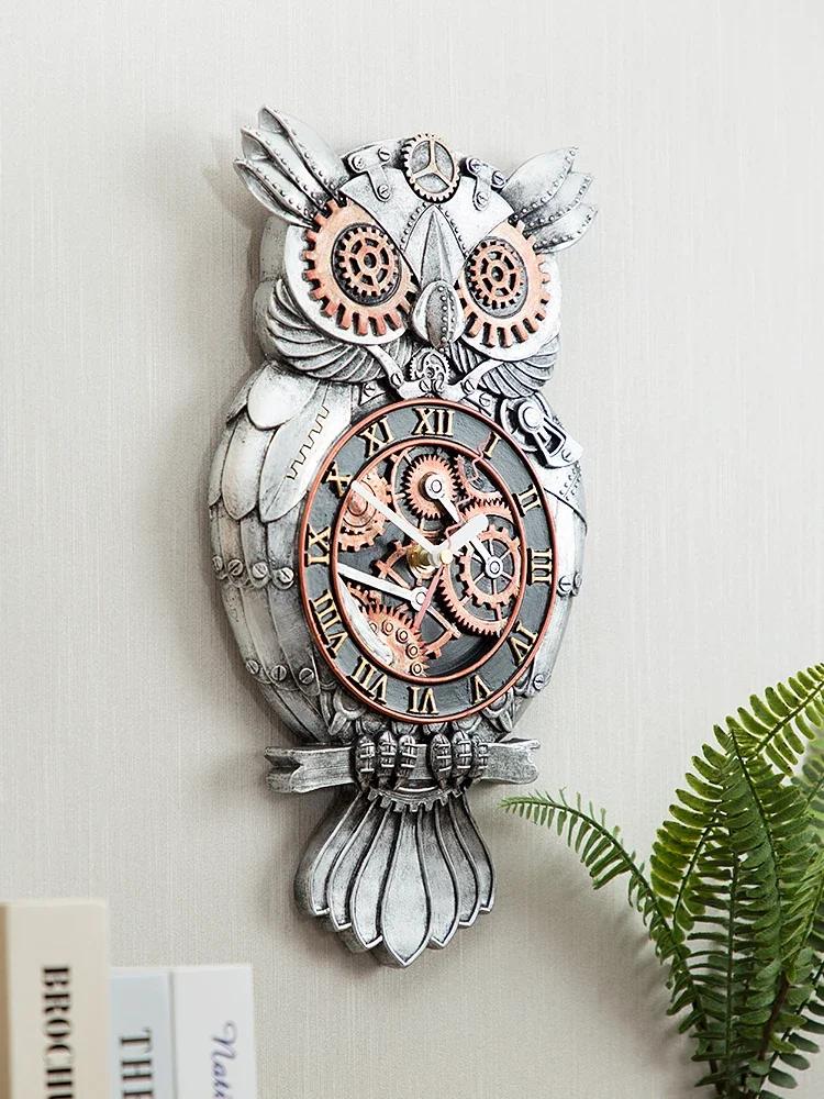 Современные креативные настенные часы в стиле панк из смолы сова Wisdomcraft