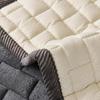 Plush Striped Plaid Sofa Cushion: Non-slip, Hair-resistant, Thickened Milk Fleece Sofa Mat