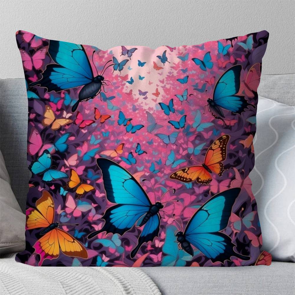 Magical Colorful Butterfly Pillow Case Fashion Square Pillowcase Bedroom Sofa Room Ins Decoration Leisure