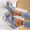 2025Women Closed Toe Summer Shoes New Comfort Double Buckle Wedge Ladies Sandals Plus Size Platform Casual Slippers Women