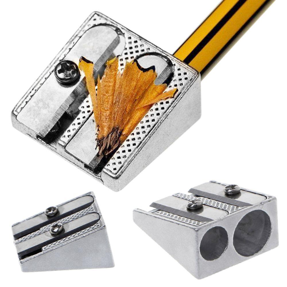 Two Hole Metal Pencil Sharpener Pens Cutter Tool Double Hole Pencil Sharpener Office Sharpener
