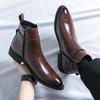 Fashion Brand Side Zipper Chelsea Men's Boots Business High Top Leather Shoes Motorcycle Boots Ankle Boots Men's Casual Wedding Shoes