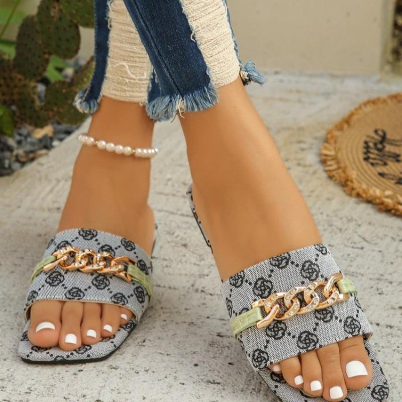 Мода 2024 года, новые летние женские тапочки, модные повседневные босоножки с открытым носком, туфли на плоской подошве, тапочки на низком каблуке, шлепанцы, женские, больших размеров