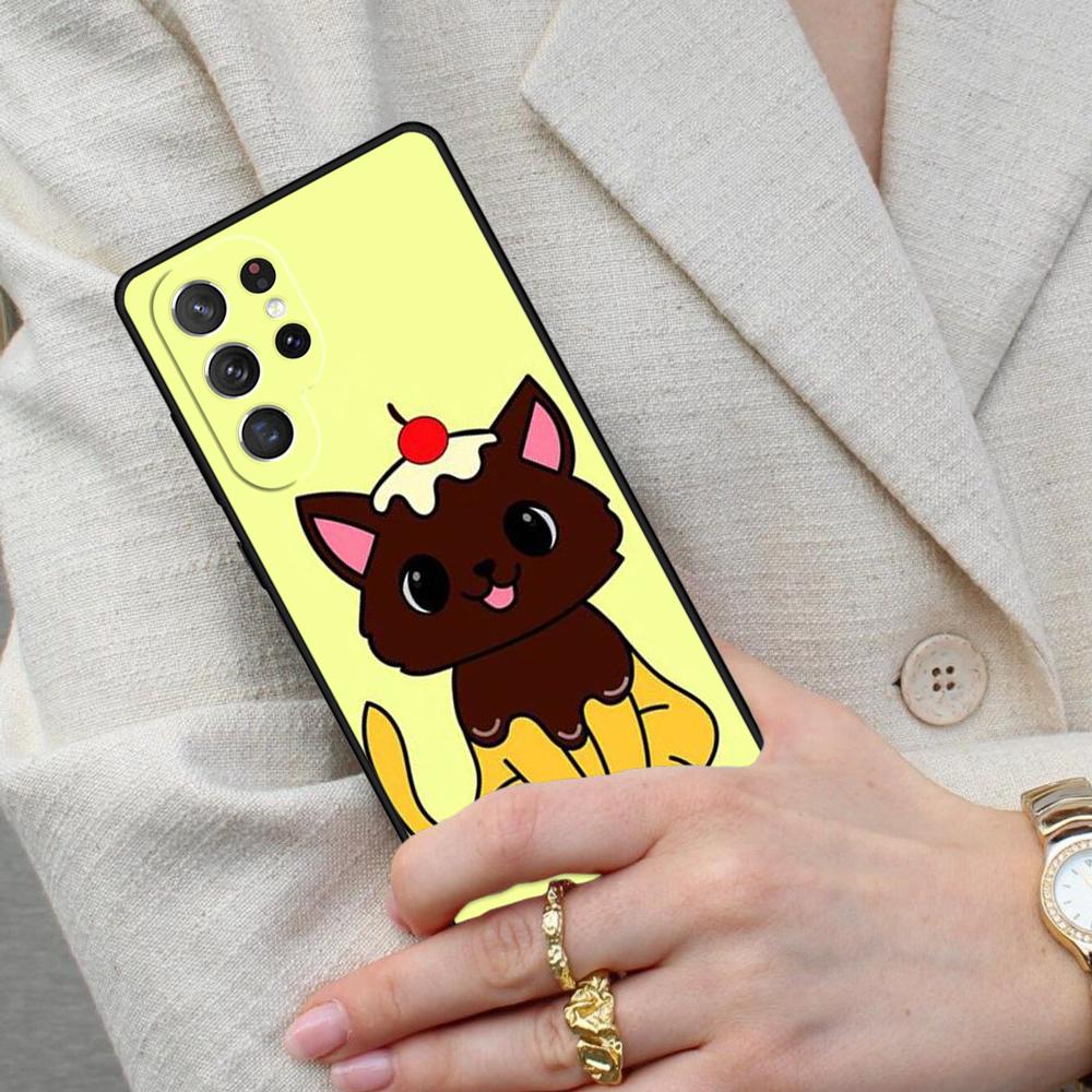 Cute Kawaii Blueberry Cat Cell Phone Case for Samsung Galaxy S26 Ultra S25 S24 S23 S22 S21 S20 Note10 Cover