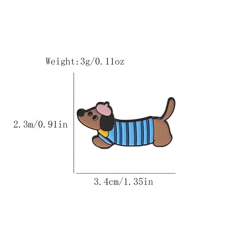 Adorable Dachshund Cartoon Pet Brooch - Creative Animal Badge for Kids' Clothing Accessories