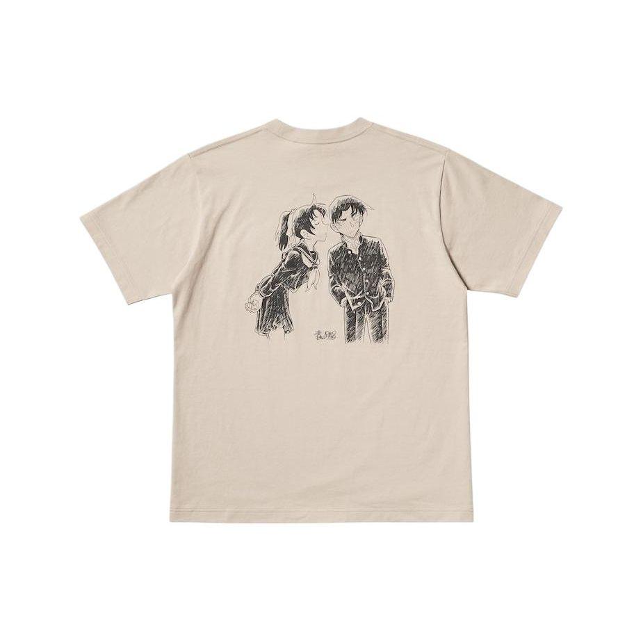 Uniqlo X Детектив Конан Коллаборация SS24 Мультфильм Аниме Передний карман Графический Круглый вырез Короткий рукав Футболка Унисекс Футболка Бежевый 472192-30