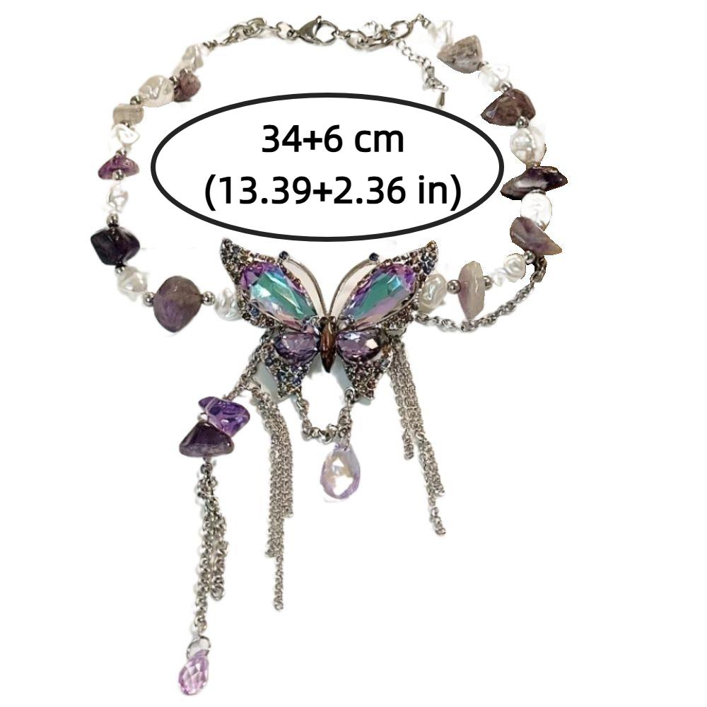 Регулируемое ожерелье-бабочка со стразами, преувеличенное женское колье-чокер с жемчугом и кристаллами для девочек