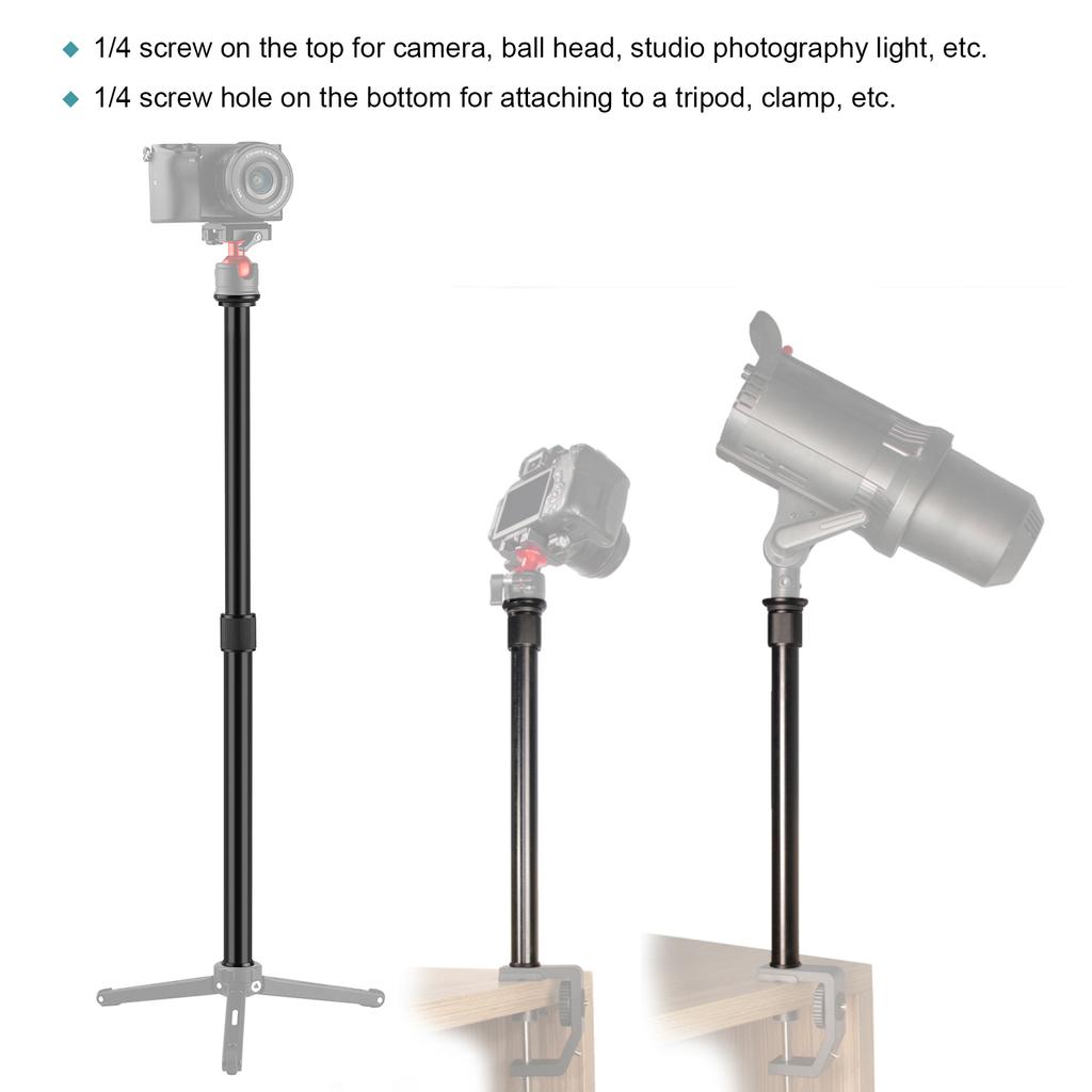Adjustable Tripod Extension Rod Photography Extension Pole with 1/4 Inch Screw Adjustable Length