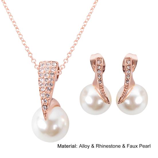 1 комплект, женские серьги, антиаллергенные блестящие серьги с имитацией жемчуга со стразами, комплект ожерелья, подарок