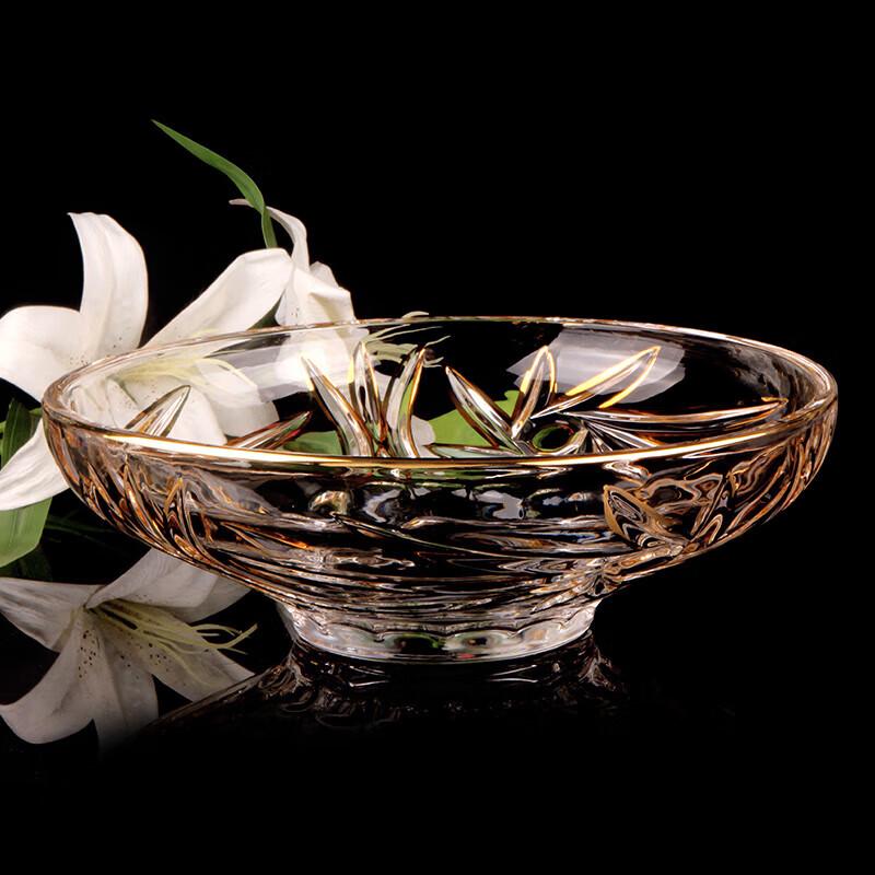 FLEVANCE Gold-Edged Crystal Glass Fruit & Candy Bowl