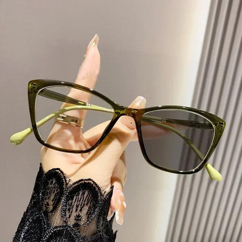 Neutral New Fashion Large Frame Photochromic Myopia Glasses Anti-Blue Light Glasses Ultra-Light Eye Protection Myopia Glasses
