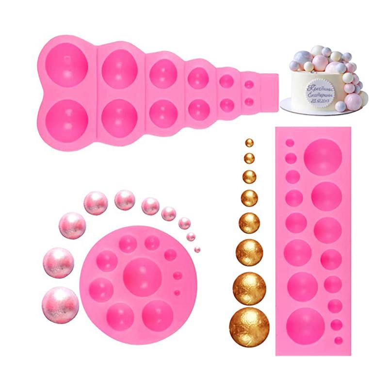 3D Pearl Fondant Mold Half Ball Chocolate Silicone Mold Semi Sphere Cake Decoration Tool Kitchen Baking Accessories Cupcake
