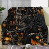 1pc Black Halloween Blanket Evil Pumpkin Castle Printed Skin-Friendly Soft Blanket 2025 New for Home Sofa Halloween Decoration