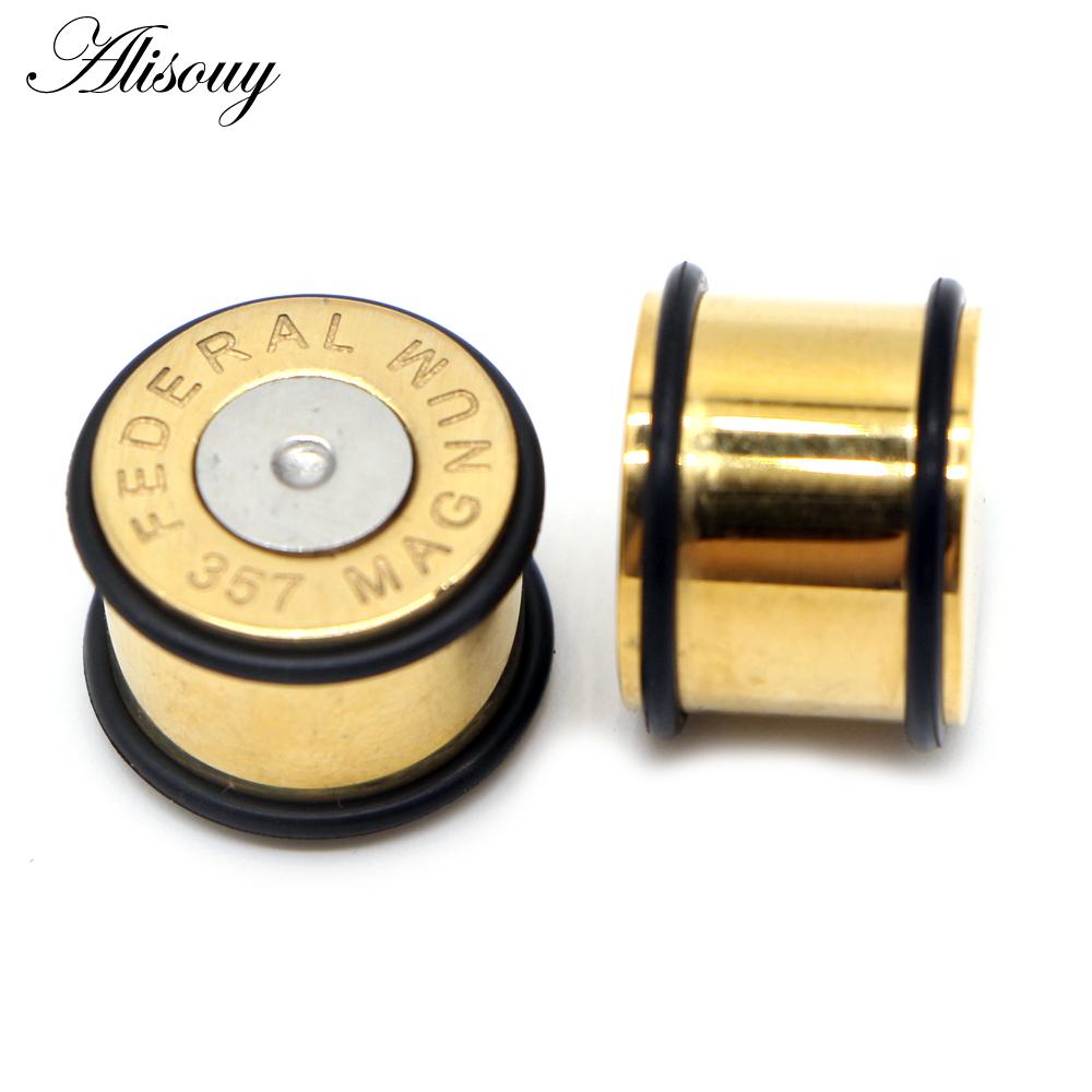 Alisouy 2 шт., однотонные пробки для пирсинга ушей, туннели, растянутые из нержавеющей стали, модные украшения для тела, расширители для ушей, калибры 6 мм-16 мм