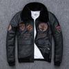 Air Force Flight Suit First Layer Cowhide Leather Jacket Men's Sheep Wool Fur Collar Thickened Cotton Jacket