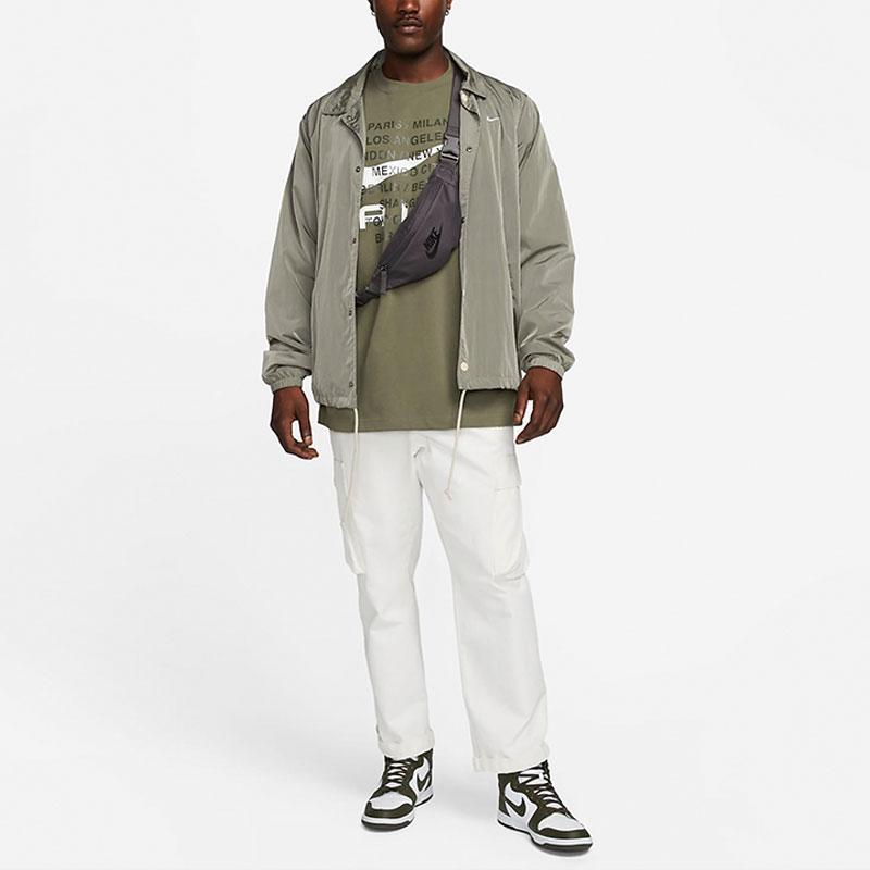 Nike Футболка с круглым вырезом с принтом алфавита, мужские топы, оливково-зеленый FD1250-222