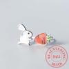 100% 925 Sterling Silver Korean Asymmetry Rabbit Stud Earrings for Women Kids Female Pendientes Mujer Moda