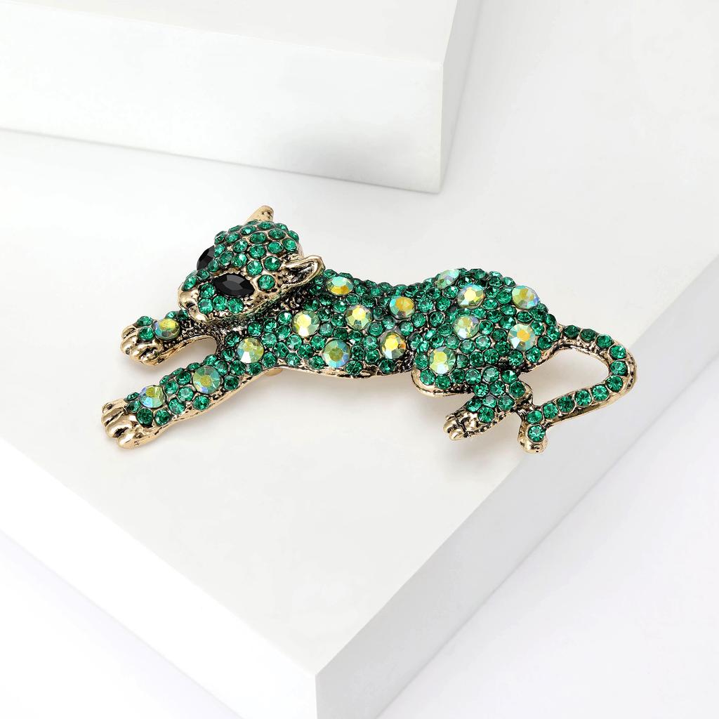 Высококачественная брошь ручной работы в виде гепарда со стразами, модная бижутерия, булавка для воротника, аксессуары