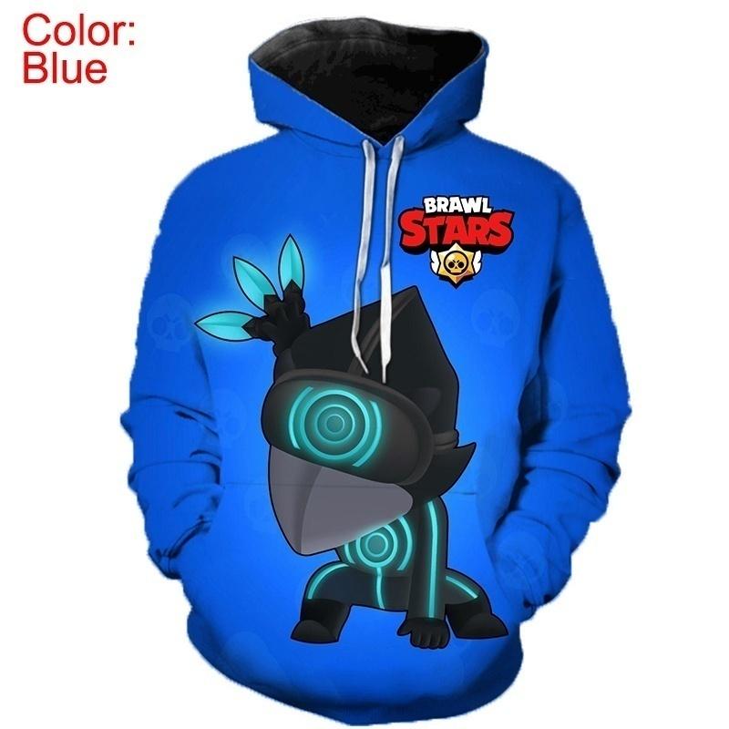Список 3d напечатанных игр Brawl Stars Толстовки с принтом вороны и шипов с принтом Толстовка для мужчин Пуловер