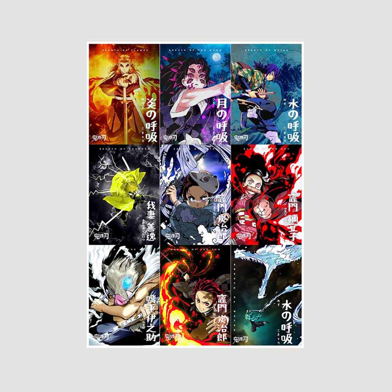 Японский комикс фильм «Убийца демонов» поезд «Муген» аниме-постеры Kimetsu No Yaiba Белый бумажный постер Художественная роспись настенное украшение Фреска Домашний декор