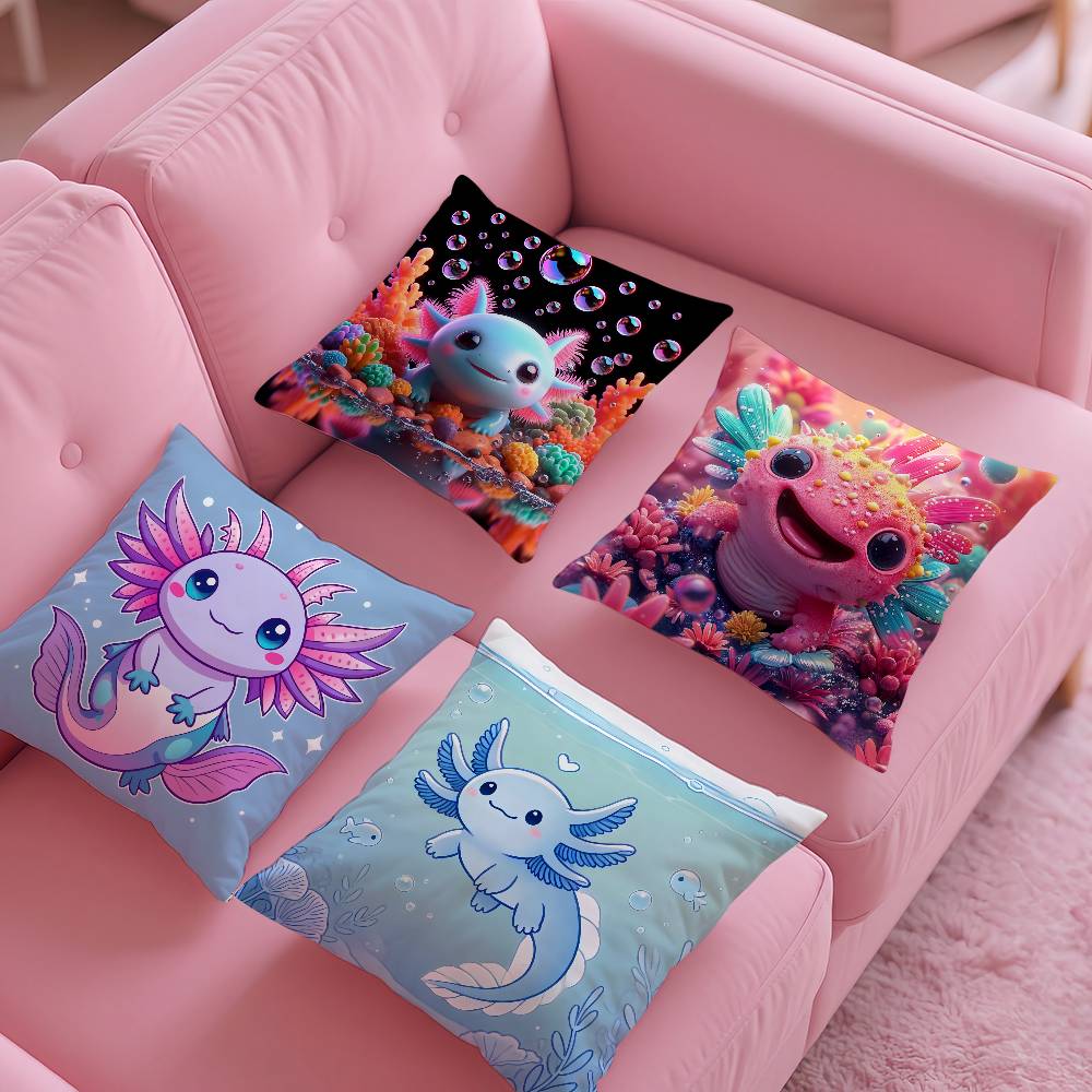 Cute Axolotl Pillow Case pattern printing pillowcase living room sofa cushion cover bedroom room decor