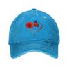 Butterfly Heart  Unisex Baseball Cap Red Poppy  Floral  Distressed Denim Caps Hat Classic Outdoor Running Golf Snapback Hat