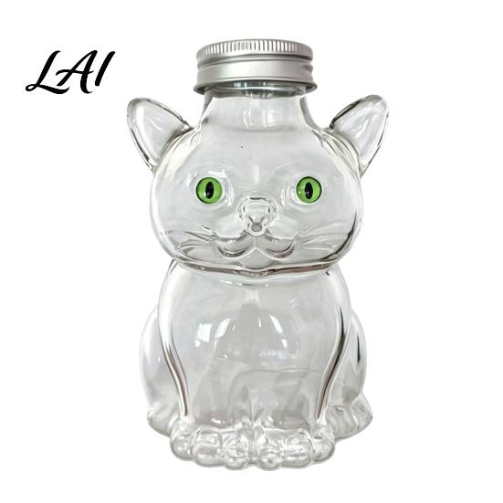 Glass Cookie Jar with Lid Candy Jar Cute Owl Dog Turtle Cat Shape Container Airtight Lid Moisture Proof Moisture-proof for Pet Snack Storage