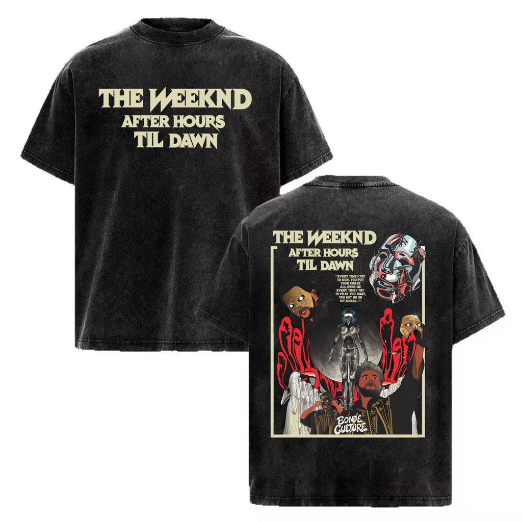 The Weeknd "one of The Girls" Letters Print T-Shirt Men Women Hip Hop Vintage Washed T-shirts High Quality Casual Cotton T Shirt