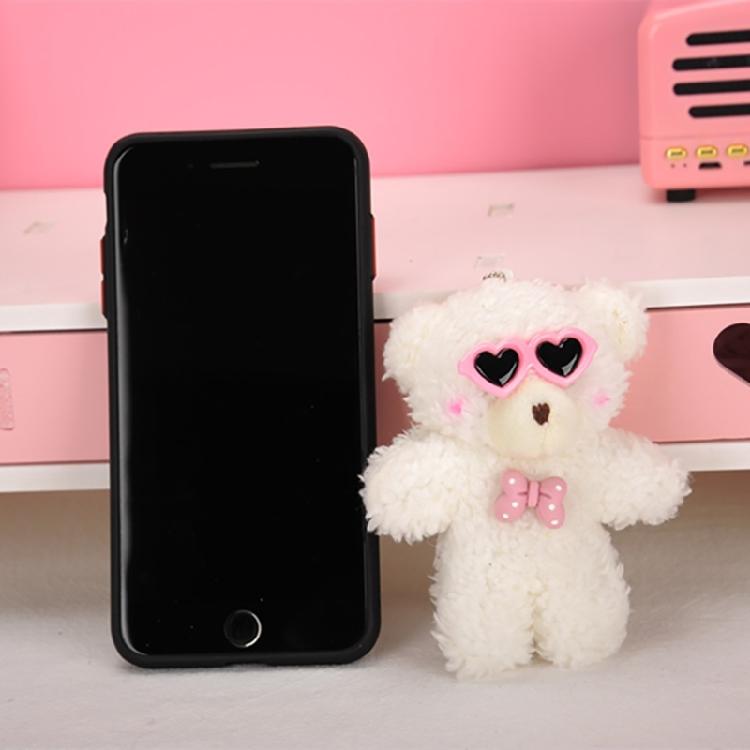 Adorable Furry Keyring Glasses Blush Bear Keychain Animal Shaped Backpack Charm