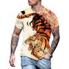 Модная мужская футболка с 3D принтом тигра, повседневная футболка большого размера с круглым вырезом и коротким рукавом, летние уличные топы в стиле хип-хоп с животными, футболки