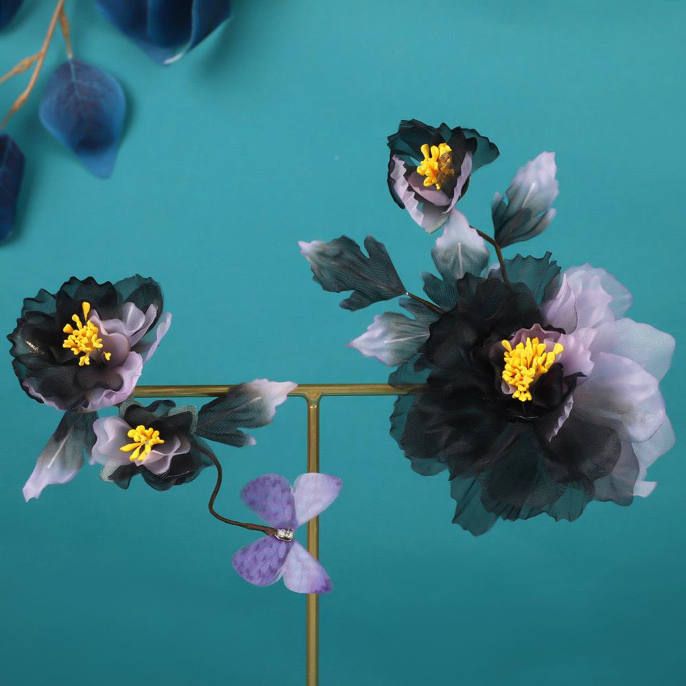 Заколки для волос в виде цветка, вилки, китайские аксессуары для волос ханьфу для женщин, вилка-шпилька ручной работы, винтажные свадебные украшения для волос в стиле ретро, короны для девочек и женщин