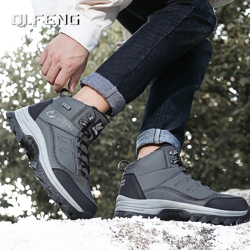 Новые Большие Высокие Плюшевые Уличные Альпинистские Ботинки Тактическая Обувь Черные Боевые Ботинки Мужские Большие Кроссовки Зимние Снежные Ботинки