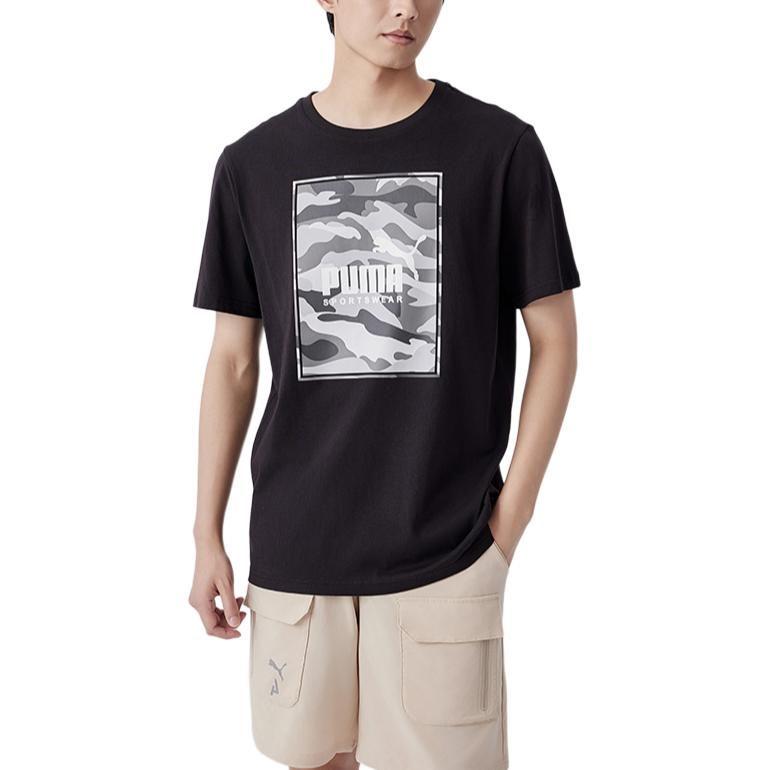 PUMA BOX LOGO T Shirts Men's Crew Neck Moderate Straight Fit 683438-01