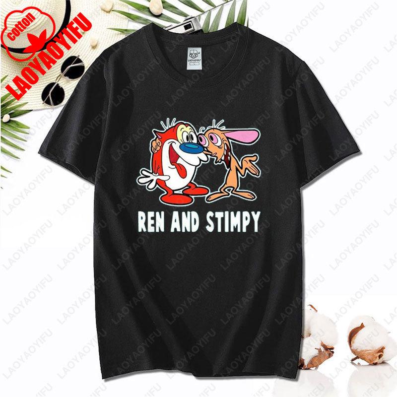 90s Ren Stimpy Show Nickelodeon Nicktoons Dial Cartoon Tshirt Vintage Classic Fashion Streetwear Cotton All Match Unisex Tees
