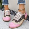 Single Shoes Women's Lace-up Year Women's Large Size Spring and Autumn 2025 Burning Flowers Single Shoes Block Round Head Foreign Trade